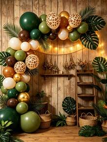 5/10/12/18 Zoll Dschungel Safari Party Ballons, olivgrün, dunkelgrün, braun, retro, nude Ballon und Hirsch Muster Ballons für Safari Baby Shower Geburtstag Gender Reveal Hochzeit Abschluss Ruhestand Dschungel Dinosaurier Safari Jagd Mottoparty Dekorationen - Übersicht 3