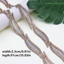 1 Yard Glass Diamond Minimalist Hot Melt Glue Decorative Trim, Willow Wave Design, Suitable For Hair Accessories, Clothing, Bags, Shoes Decoration, Craft Art Supplies - Willow Leaves - View 16