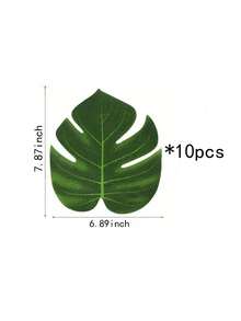 10/20/30/40/50/78pcs Artificial Palm Leaves, Large Leaf Placemats, Green Palm Leaves Party Decor, Tropical Tabletop Decor, Hawaiian Leaves Decor, Wild Animal Leaves Decor, Fake Plants - Green - View 10