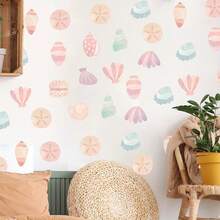 Pegatinas de pared con diseño de conchas marinas, mariscos y burbujas, decoración de pared con temática oceánica y de animales marinos para baño, dormitorio, sala de juegos, cocina y hogar - caparazón - Ver 3