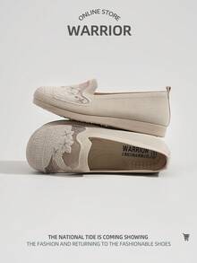 WARRIOR 1 đôi giày nữ mùa hè mới, kiểu buộc dây, dễ xỏ, giày đi bộ thoáng khí bằng lưới cho người già, giày thể thao đế mềm cổ thấp ngoài trời. - Màu be - Xem 3
