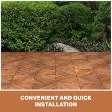 Interlocking Deck Tiles Diagonal Pattern, 12" X 12" Acacia Wood Tiles For Patio, Waterproof, All-Weather, Outdoor Decking For Garden, Pool, Balcony - 12 X 12 Inches - View 8