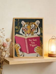 1件裝 Go Get Em Tiger 海報 虎圖案閱讀印花圖畫 鼠首讀書藝術繪畫 動物牆面藝術 趣味牆面裝飾 勵志牆面藝術品 客廳牆面裝飾 無框 - 卡通 - 查看 3