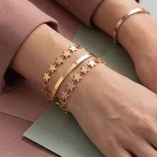 Dây chuyền mặt sao 1m thép không gỉ 304 mạ vàng 18K, dây charm sao phối hai tông màu cho vòng tay và dây chuyền handmade DIY - xích - Xem 2