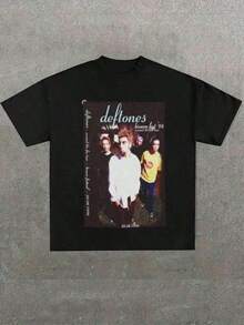 Men's Summer T-Shirt, Deftone Sub-Tonal Heavy Metal Band, (1 Piece) 100% Cotton, Casual Print, Crew Neck, Short Sleeve, Cotton T-Shirt, Gift, Summer, Unisex, 100% Pure Cotton Summer Party T-Shirts - 黑色7 - 查看 12