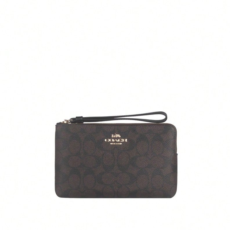 Coach品牌Logo女士手拿包 - 胡桃木搭配黑色CZ277IMXAQ - 查看 1