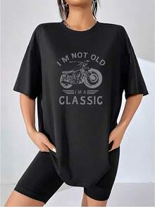 100% Cotton. Classic Motorcycle With An Inspiring Message Celebrating The Confidence, Inner Strength, And Free Spirit Of The Wearer. Women's 100% Cotton T-Shirts For Lasting Comfort And Authentic Style To Express Unique Personality. Women's Simple Solid Color T-Shirt, Loose And Slim Fit Casual Short Sleeve - 黑色 - 查看 4