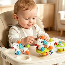 UINLE Baby Baby Highchair Suction Cup Spinning Toy, Multifunctional Puppy Shaped Feeding Assistant, Baby Tabletop Rattle, Sensory Developmental Toy - Multicolor - View 2