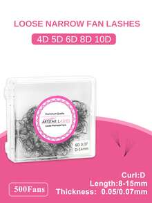 ARTSTAR 4D-10D Loose Fans Slim Narrow Stem Pointy Base Loose Fans Medium Stem Premade Volume Fans Eyelashes - D - View 1