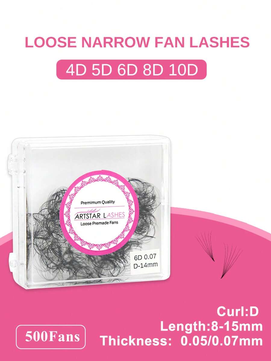 ARTSTAR 4D-10D Loose Fans Slim Narrow Stem Pointy Base Loose Fans Medium Stem Premade Volume Fans Eyelashes - D - View 1