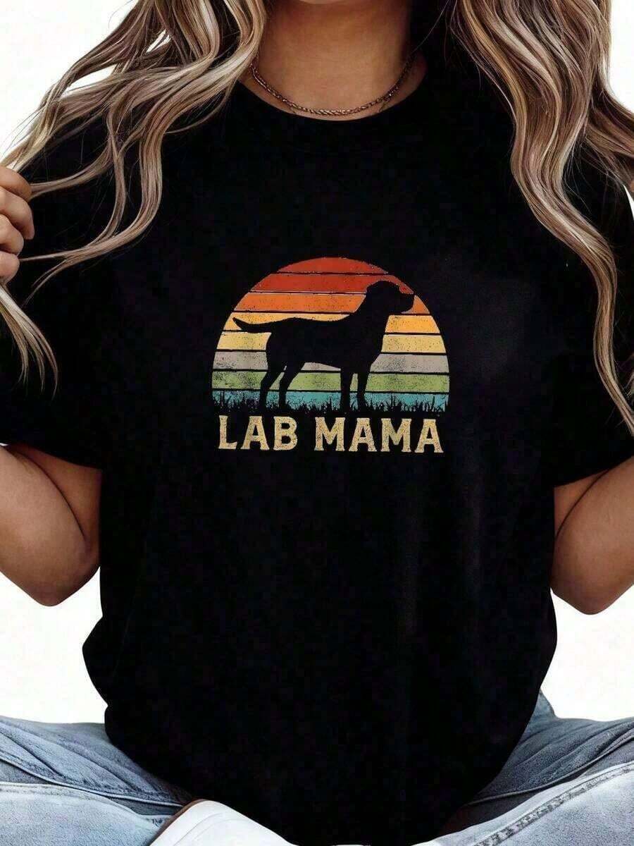 Heavyweight Lab--Retro-Labrador-Retriever-Lover-Vintage-Dog-Lab-Mom-T-Shirt-Más-Vendido - Negro - Ver 1