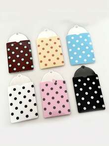 1 pieza Tarjetero 2D Dopamina Retro con Lunares Coloridos de 3 Pulgadas, Mini Funda para Tarjetas, Accesorio de Almacenamiento, Exhibición y Colgado, Regreso a Clases - Multicolor - Ver 3