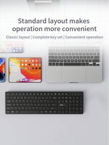 Keyboard Nirkabel Lenovo dengan 104 Tombol, Keyboard Kantor Ukuran Penuh 2.4G dengan Tombol Numerik, Keyboard Slim dengan Tutup Tombol Cokelat untuk Laptop dan Desktop PC - View 3