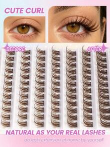 MAANGE 120Pcs CC Curl Individual Lashes-Brown Clusters Lashes,Soft Glam Wipsy, Airy Volume,Multi-Length Clusters,For Beginners Eye Makeup, Eyelash Clusters, Individual Eyelashes, Lashes, Fake Lashes - D - View 7