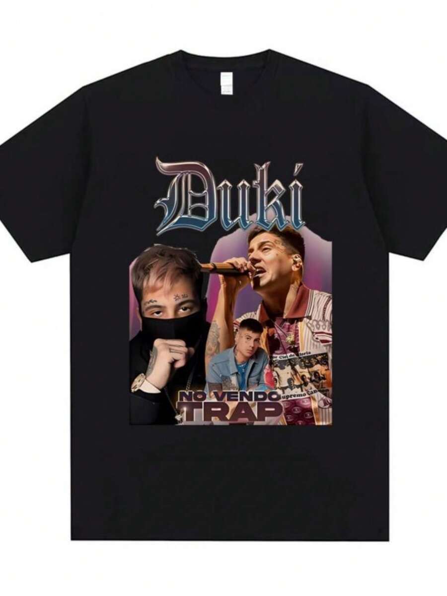 Blouses For Women Rapper Duki No Vendo Trap Graphic T Shirts Men Women Fashion Hip Hop T-Shirt Summer Unisex Vintage Oversized Streetwear - 黑色 - 查看 1
