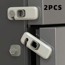 2pcs Baby Safety Fridge Lock, Drill-Free Self-Adhesive Refrigerator Door Lock, Child-Proof Cabinet Door Drawer Lock, Anti-Opening Finger Pinch Protection, Durable ABS Safety Lock, Suitable For Kitchen Home - Thickened Upgraded Version - View 10