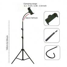 Tripod Lantai 160cm yang Dapat Diatur Ketinggiannya untuk Ponsel, Dilengkapi Leher Angsa Fleksibel, Rotasi 360°, Tinggi Dapat Diatur, Tripod Stabil untuk Live Streaming, Vlogging, Perekaman Video, Video Memasak, Selfie, Kompatibel dengan Ponsel Pintar 2,48 - 3,54 Inci - View 9