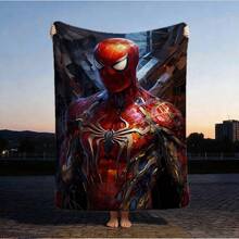 1pc Retro Cartoon Style Throw Blanket,S-Pider-Man Print Blanket,Cartoon Character Printed Blanket,All-Season Universal Nap Blanket,Character Home Decor Blanket,Modern Fashion Gift Suitable For Home Bedroom Bed Sofa Office Lunch Break Cover Picnic Blanket - Nhiều màu - Xem 3
