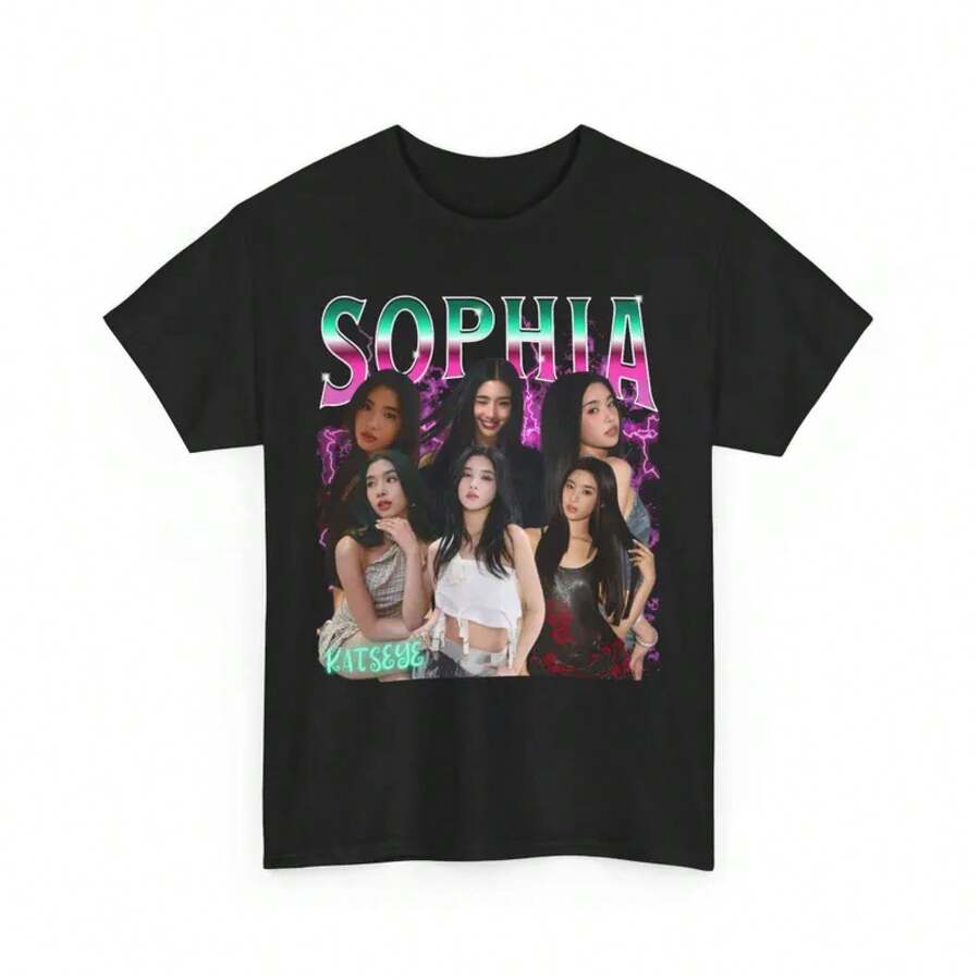 Sophia Retro T-Shirt - Katseye Merch - Black - View 1