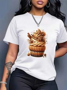 Camiseta oversize para mujer - Top casual suave para uso diario con estampado de pasteles, corte holgado, adecuada para fiestas de cumpleaños, uso diario y conjuntos de primavera/verano - Tela no transparente, camiseta de mujer de fácil cuidado, moda de primavera, diseño vibrante, material transpirable, top de manga corta, elección de las amantes de la moda. Top de manga corta cómodo y versátil. - Blanco - Ver 10