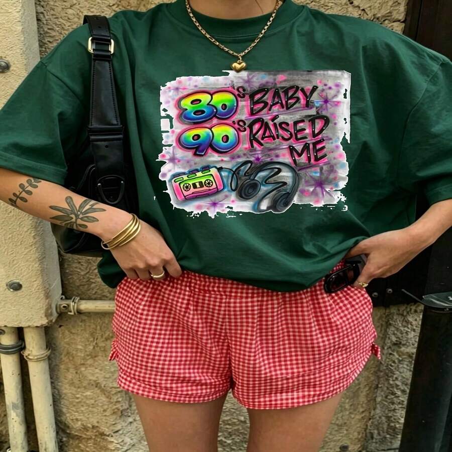 Heartfelt Retro Vibe Graphic T-Shirt 100% Cotton Oversized Soft Breathable Casual Crewneck Short Sleeve Top Daily Casual Cute Aesthetic Daily Fashion Lovers Casual Wearers Daily Outfit Enthusiasts Gift Givers
