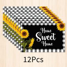 1pc Plaid & Sunflower Linen Placemat, Breakfast Mat, Coffee Coaster, Bowl Pad, Kitchen Accessory, Easy To Clean Dining Mat, Suitable For Home, Restaurant, Dining Decor, Holiday Gift, Gift For Friends, Multi-Piece Set - Multicolor - View 22