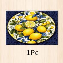 1pc Lemon Striped Linen Placemat, Breakfast Mat, Coffee Coaster, Bowl Pad, Kitchen Accessory, Easy To Clean Dining Mat, Suitable For Home, Restaurant, Dining Decor, Holiday Gift, Gift For Friends, Multi-Piece Set - Multicolor - View 15