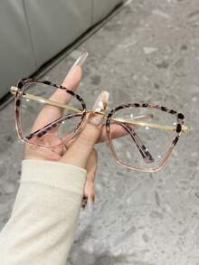 1 Pair Women's Metal Frame Glasses, College Style Cute Decorative Non-Prescription Glasses - Multicolor - View 5