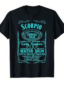 Camiseta única Scorpio diseño vintage y2k signo zodiacal para los amantes de la astrología cuenta con números de la suerte y características del signo 100 por ciento algodón ideal para expresar tu personalidad fuerte y apasionada perfecta para cualquier ocasión y destacar tu estilo personal JDKS - Negro - Ver 1