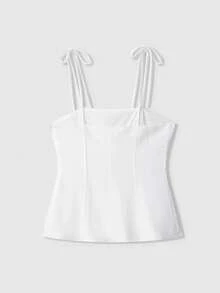 Top de tirantes con decoración de lazo, de moda para el verano - Blanco - Ver 2