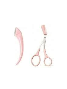 1/2pcs Eyebrow Trimmer Set Stainless Steel Curved Eyebrow Scissors With Comb, Beauty Tool For Beginners Suitable For Any Skin Type Hair Removal Accessories For Men Women , Barber Salon Beauty Travel Essentials,Bathroom Accessories - Pink - View 8