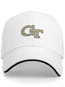 Georgia Tech Yellow Jackets,Casual Sandwich Brim Snapback Hat Classic Adjustable Baseball Cap For Travel Sports, - White - View 2