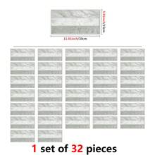 15x30厘米浅色大理石纹瓷砖贴纸，可移除自粘墙贴，适用于厨房、浴室、客厅家居装饰 - C - 查看 12