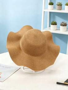 1pc Summer Fresh Large Wave Beach Wide Brim Sun Hat, Outdoor Sun Protection Hat, Korean Style Casual Beach Sun Hat - Multicolor - View 4