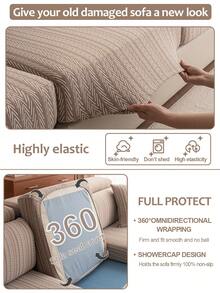 1 chiếc vỏ đệm sofa chống thấm nước và chống nước tiểu, dùng được cả bốn mùa, kiểu dáng đơn giản và hiện đại, co giãn, thân thiện với thú cưng và chống bẩn, kiểu mũ tắm có thể tháo rời, phù hợp với sofa chữ L và sofa 1/2/3/4 chỗ ngồi (Bán lẻ từng chiếc) - màu cà phê - Xem 5