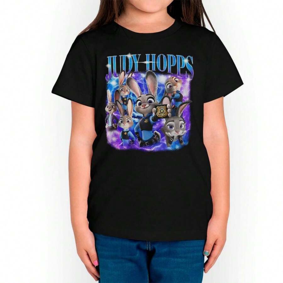 Judy Hopps Zoo Topia T-Shirt Kids Sizes ZTP-506771 - 黑色 - 查看 1