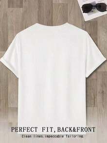 Cool Summer Casual T-Shirt With Red Lips Graphic Print, Loose Round Neck, Comfortable And Versatile, Anti-Pilling And Non-Fading, Suitable For Daily Wear, Sports And Leisure Activities, Perfect Gift For Father's Day And Mother's Day. - 白色 - 查看 2