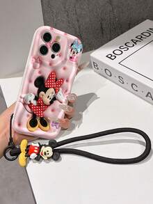 This Disney Mickey Mouse Lanyard Phone Case Is Fully Covered In TPU Material. It's Shockproof, Lightweight, And Compatible With IPhone17/16/11/13/15/15 Plus/15 Pro/15 Pro Max/12/14 Pro Max/11 Pro Max/12 Pro/12 Pro Max/13. This Phone Case Makes A Popular Birthday Gift Or Business Gift; It's Durable, Stain- And Fingerprint Resistant, And Suitable For Both Men And Women. The Set Also Includes A Mickey Mouse Phone Case And A Mickey Mouse Plush Bracelet. It's A Perfect Gift For Friends And Family. This Stylish Phone Case Is Fun, Lightweight, And Durable. IPhone17 Pro Max Phone Case, Minnie Mouse Phone Case. - 白色 - 查看 5