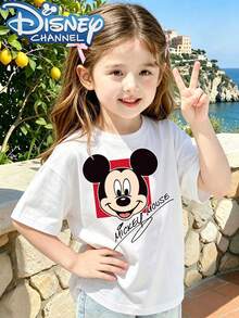 Disney Casual Style Men's T-Shirt Mickey Mouse Print Summer Wear For Kids And Teens Gift - White - View 1
