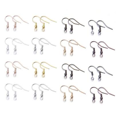 100/200pcs/Pack Iron Earring Hooks, Spring Earring Hooks With Beads, Minimalist Earring Findings, DIY Jewelry Making Earring Components