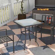 Square Glass Garden Table, Weatherproof, Black, 68.5 X 68.5 Cm, For Balcony, Terrace Or Garden. - Black - View 6
