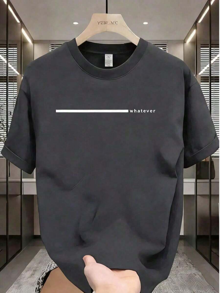 Men's Short-Sleeved, Crew-Neck T-Shirt. Casual Style With Modern And Comfortable Prints. For Men And Women, Couple Style, Short-Sleeved T-Shirt With KYMO Print - 深灰色 - 查看 1