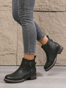 Low Heel Chelsea Ankle Boots For Women Side Zip Short Booties - 黑色 - 查看 3
