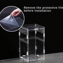 (Bỏ lớp màng bảo vệ phủ Acrylic trước khi sử dụng) 1 hộp nuôi nhện bằng nhựa PVC Acrylic, hộp đựng thức ăn cho bò sát (Không bao gồm đồng hồ đo nhiệt độ) - Nhiều màu - Xem 5