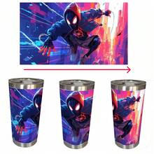 1pcs M Arvel Comic Superhero Spider-Man Miles Morales Stainless Steel Tumbler With Lid, Insulated Travel Mug Hot Cold Retention Water Bottle For Office Desk Kitchen Dining Table School Study Room Outdoor Picnic Backyard Party Beverage Cup - Multicolor - View 7