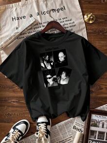 Gothic And Urban Style Short Sleeve T-Shirt, Fashionable Short Sleeve T-Shirt For Spring And Summer 2026, Made In Mexico, 180 Grams. Cartoon Print, Couple Design, Suitable For Indoor Or Outdoor Wear. Crew Neck, Unisex, Ideal For Office And Leisure. One-Piece Pack. - BK-P631577SLNDXZGY634 - 查看 4
