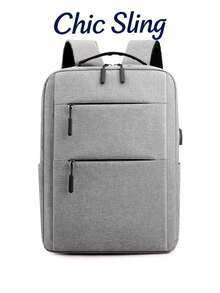 SHILAN 15.6 Inch Business Commuter Laptop Backpack, Multi-Compartment Front Pocket Design, Large Capacity Storage Backpack, Suitable For Business Trips And Travel - Grey - View 6