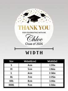 Customizable Round "Graduation Thanks" Stickers - Can Be Personalized With Name, Year And Other Details. Optional Custom Gold Graduation Cap Design - Perfect For Graduation Celebrations, Sealing Gifts, Envelopes And More! - Multicolor 02 - View 3