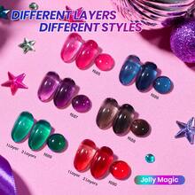 Beetles 6 Colors 7.5ML Jelly Gel Nail Polish Set, Summer Soak Off UV Gel Polish Kit, DIY Manicure Gift For Women - 6 Color 7.5ML Jelly Magic - 查看 3