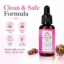 WATR BE LOTUS 蓖麻油护发油 – 100% 植物萃取滋养护发精华，轻盈日常护发油，适合所有发质，深层滋养头皮，抚平毛躁，增添光泽，清爽不油腻，易于吸收，30毫升/1液盎司 - 蓖麻油 - 查看 7